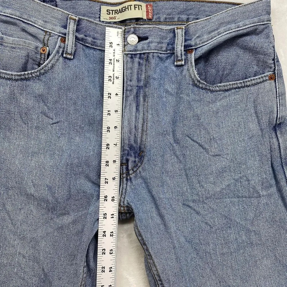 Levi's 505 Jeans Mens W34 L30 light Denim Classic Straight Leg Casual Pants flaw